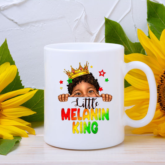 Little Melanin Queen & King, Premium Ceramic 11oz Coffee Mugs